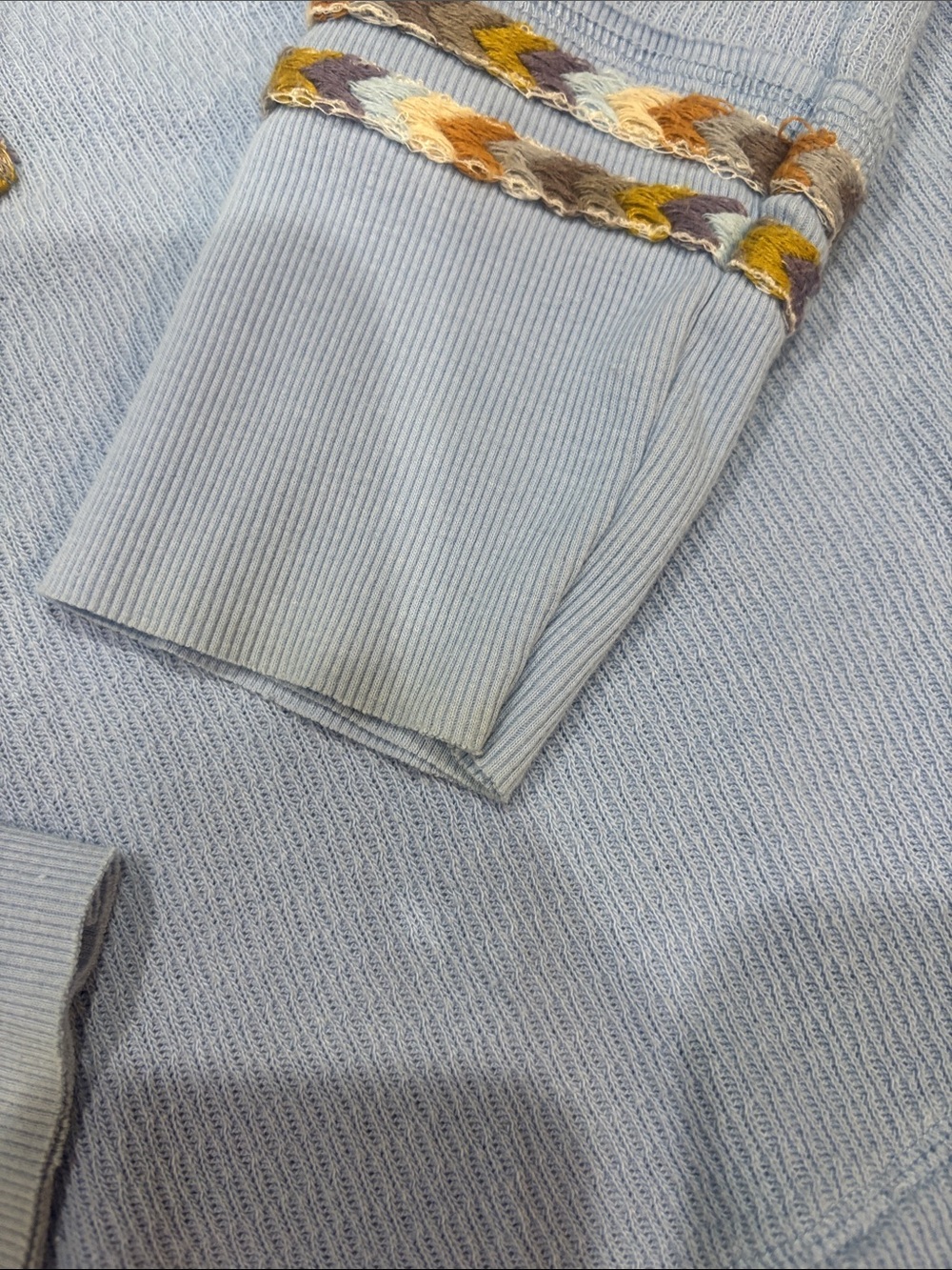 We The Free Light Blue Long-Sleeve Henley Top with Braided Trim - Picture 4 of 6